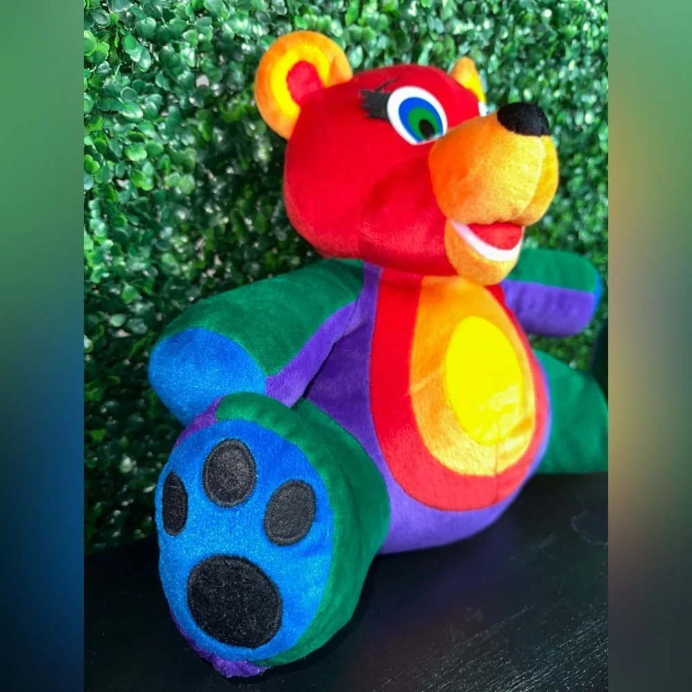 Vintage KOLOBE Stuffed Animal Teddy Bear Rainbow Plush